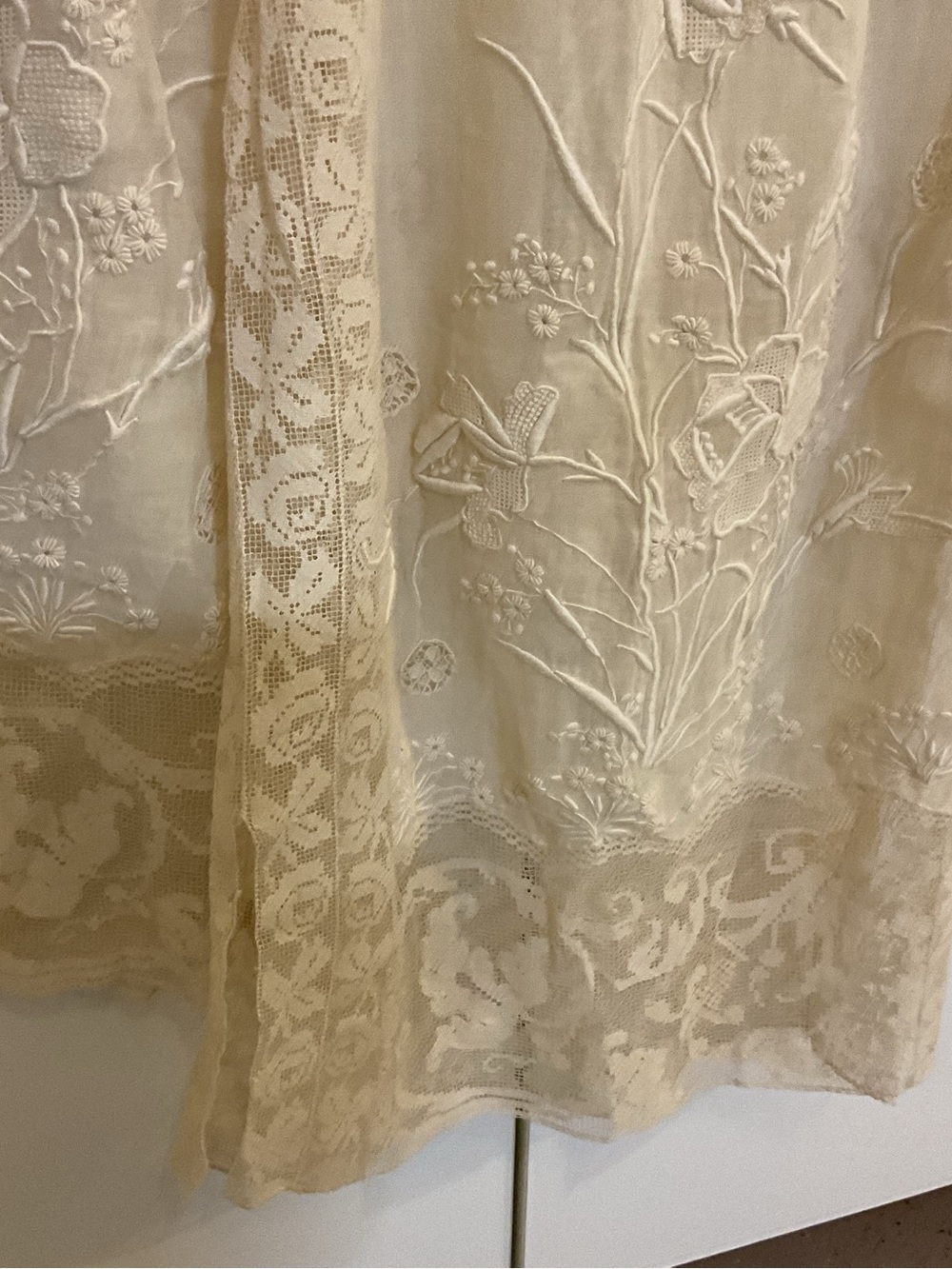 Antique Cream Embroidered Lace Blouse, Edwardian, handmade, over 100 yrs old - Picture 5 of 12